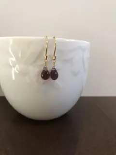 しずくピアス チェコドロップのシンプルピアス アメジスト イヤリング