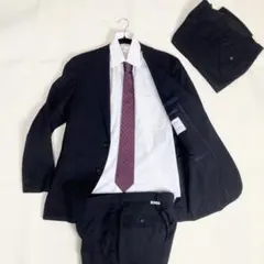 XL 美品　洗える　レミュー　スーツセットアップ+パンツ　ストライプ　ブラック