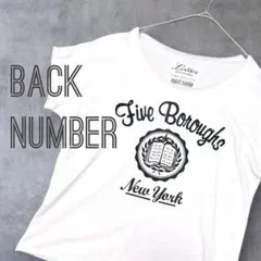 【匿名配送】BACK NUMBER コットンリネン Tシャツ ロゴ 生成り Mのサムネイル