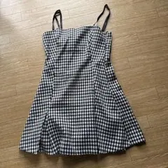 ブラック チェック柄 キャミワンピース M