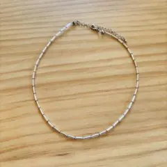 No.3ビーズネックレス(シルバー×ペールピンク)アジャスター付き