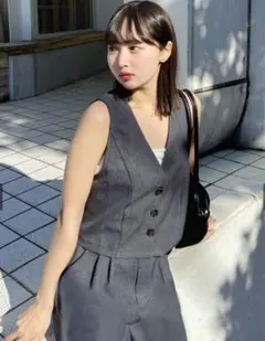 Grail 신상 미사용 라벨드 베스트 와이드 팬츠 세트 업 S