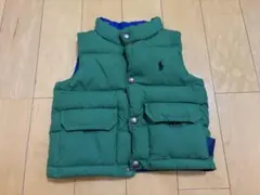 ラルフローレン　ダウンベスト12M80cm　ブルー×グリーン