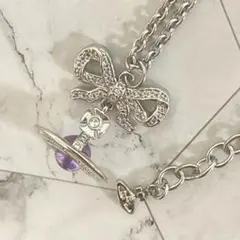 Vivienne Westwood｜OCTAVIEネックレス／シルバー×パープル