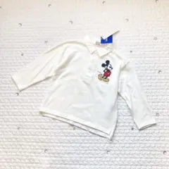 新品 プティマイン ミッキー 長袖 ポロシャツ 110 120 カットソー 白