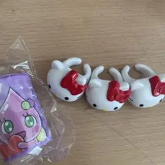ハローキティ リング3個セット　しずくちゃんコインシリンダー