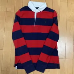 ポロ ラルフローレン ラガーシャツ ポロシャツ 160 M 刺繍 ボーダー 美品