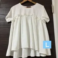 ビスチェ切替プルオーバー　チュニック　Tシャツ　Ｌ　ホワイト　新品未使用のサムネイル