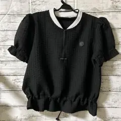 ジッパー付きフリル袖シャツ黒