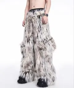 Faux Fur Leopard Cargo Wide Pants 毛皮ファー