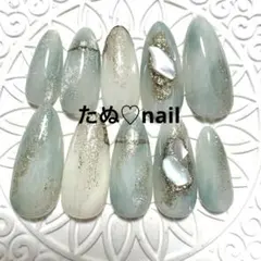 くすみグリーンニュアンスネイルNo.226