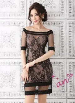 an シアーオフショルタイトミニドレス