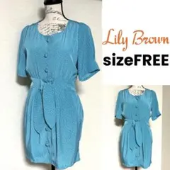 Lily Brownリボンベルト付 ハート柄 ワンピース