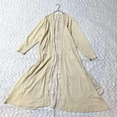 【ラグナムーン】シフォン切替 ロングカーディガン ベージュ F