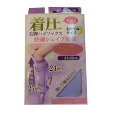 靴下 ハイソックス 婦人おやすみ着圧オープントゥー パープル（３足セット）