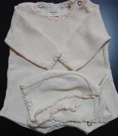 ♡モンベベ♡ワッフルロンパース&ボンネット♡Cream♡newbornサイズ♡
