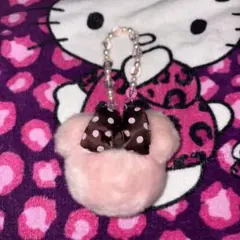 ディズニー ミニーマウス ピンクファーチャーム キーホルダー もこもこふわふわ