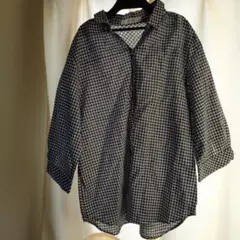オーバーサイズ七分袖チェックシャツ