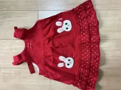 ミキハウス　赤　うさこ　ワンピース　ジャンパースカート