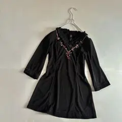 ozz on oneste パワーネット チャイナ 刺しゅう チュニック 黒のサムネイル