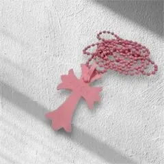 ラバーネックレス　シリコンネックレス　十字架　クロス　ピンク