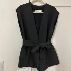 ZARA ベスト ジレ　ウエストリボン付き
