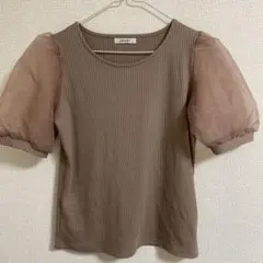INGNI パフスリーブ リブカットソー ブラウン M
