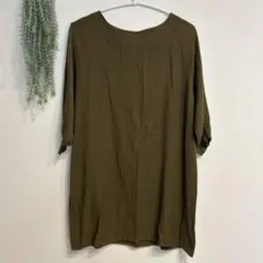オリーブグリーン 7分袖チュニック　深緑　薄手