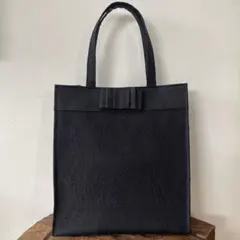⭐︎ハンドメイド⭐︎フォーマル サブバッグ リボン付♡ オールブラック レース仕立て