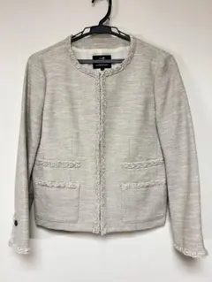 ☆ 【美品】23区 素敵 ノーカラー ツィード ジャケット サイズＬ