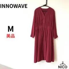 イノウェーブ 2WAY ロングシャツワンピース Vネック M ワインレッドのサムネイル