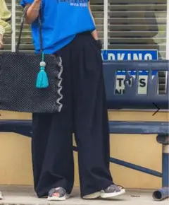 ニコアンド Misayoさん プロデュース オシャレリネンパンツ M ブラック
