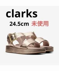 新品クラークス 厚底レザーサンダル Alda Strap 24.5cm ゴールドのサムネイル