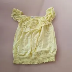 H&M イエローフリルブラウス 146