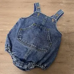 monbebe デニムオーバーオールロンパース