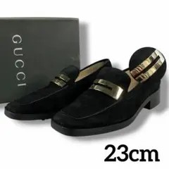 美品 GUCCI グッチ スエード G金具 パンプス ローファー ブラック ロゴ