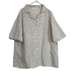 エヘカソポ レトロ 花柄開襟半袖シャツ Fサイズ トップス 総柄 フラワー 小花