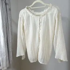シースルーブラウス　 カーディガン レース カットソー トップス 長袖