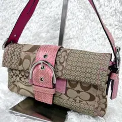 COACH コーチ パッチワーク ワンショルダー ソーホー パイソン ピンク