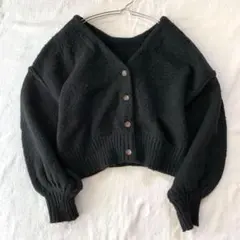 【ウィゴー】ニットカーディガン ショート丈 フルボタン Vネック カジュアル F