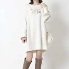 WILLSELECTION Wジャガード刺繍ニットワンピース　オフホワイト
