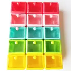カラフルプラスチック収納ボックス【A】15個set（5色ｘ3個）