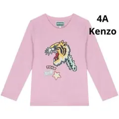 新品　KENZOキッズ　虎柄プリント長袖Tシャツ ピンク　4A/102cm