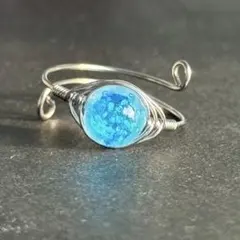 WR753SS ホタルガラス とんぼ玉 ワイヤーリング 蓄光 ミヤコマリン