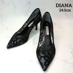 DIANA ダイアナ パンプス 総レース 花柄 ピンヒール ブラック 24.5