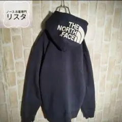 【人気美品☆☆刺繍ロゴ】ノースフェイス　リアビューフルジップフーディー　ネイビー