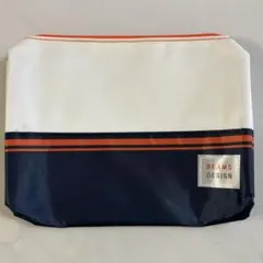 【未使用】BEAMS DESIGN ビームス ポーチ ホワイト ネイビーのサムネイル