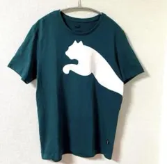 古着　PUMA プーマ Tシャツ　ビックロゴ　Mサイズ　グリーン