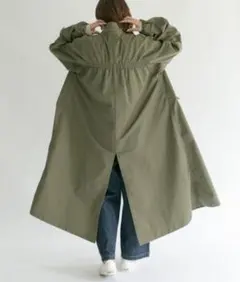 KBF 　BACKギャザー　バックギャザー ミリタリーコート　ロングコート