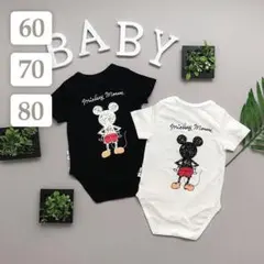 ミッキー半袖ロンパース〔60/70/80〕ディズニー 親子Tシャツ お揃い ペア